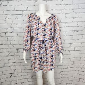 Shoshanna Geometric Print Silk Dress